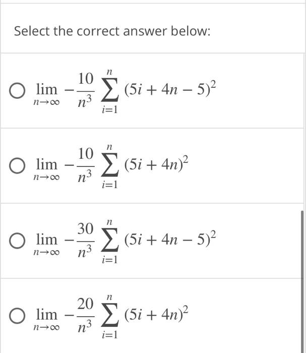 Solved Which of the following answer choices represents the | Chegg.com