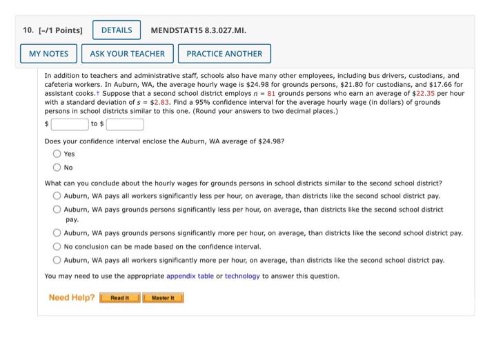 Solved 10 1 Points DETAILS MENDSTAT15 8 3 027 MI MY Chegg
