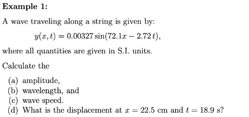 Solved Example 1:A wave traveling along a string is ﻿given | Chegg.com