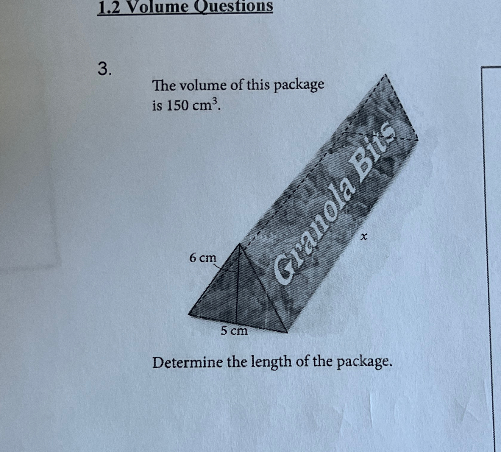 Solved 1.2 ﻿Volume Ouestions3.The volume of this package is | Chegg.com