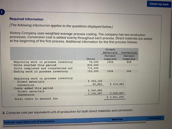 Solved Check my work Required information [The following | Chegg.com