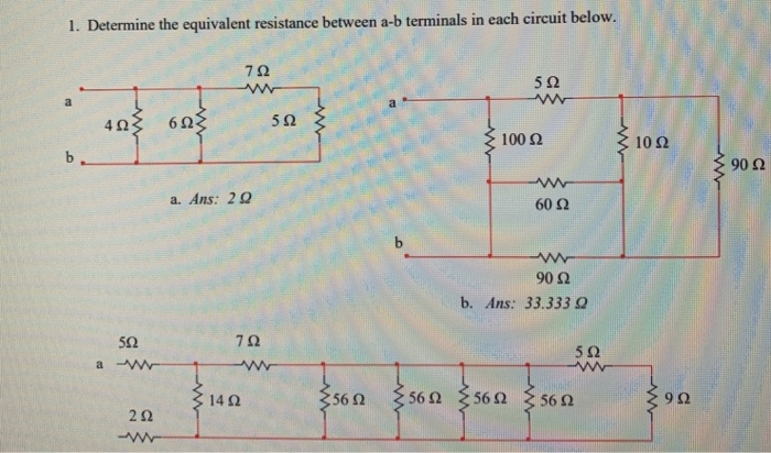 Solved 1. Determine The Equivalent Resistance Between A-b | Chegg.com