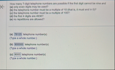 Solved How many 7-digit telephone numbers are possible if | Chegg.com