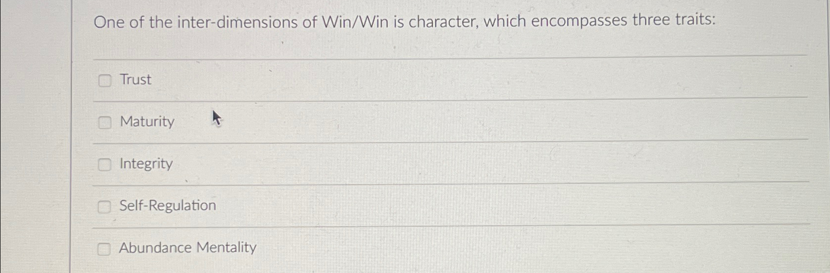 Solved ne of the inter-dimensions of Win/Win is character, | Chegg.com