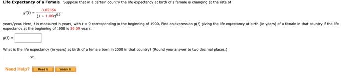 Solved Life Expectancy of a Female Suppose that in a certain | Chegg.com