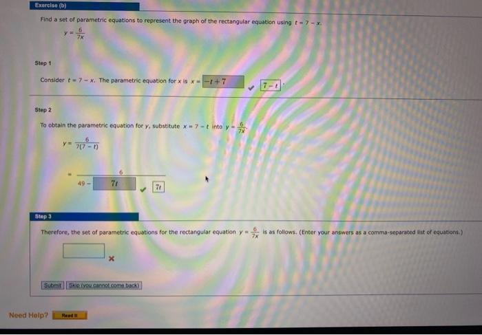 Solved Find a set of parametric equations to represent the | Chegg.com