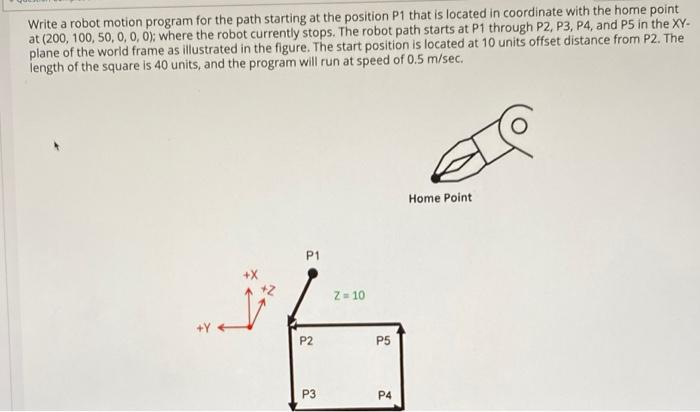Solved Write a robot motion program for the path starting at | Chegg.com