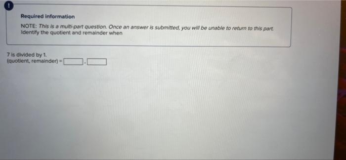 Solved Required information NOTE: This is a multi-part | Chegg.com