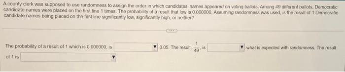 A county derk was supposed to use randomness to | Chegg.com