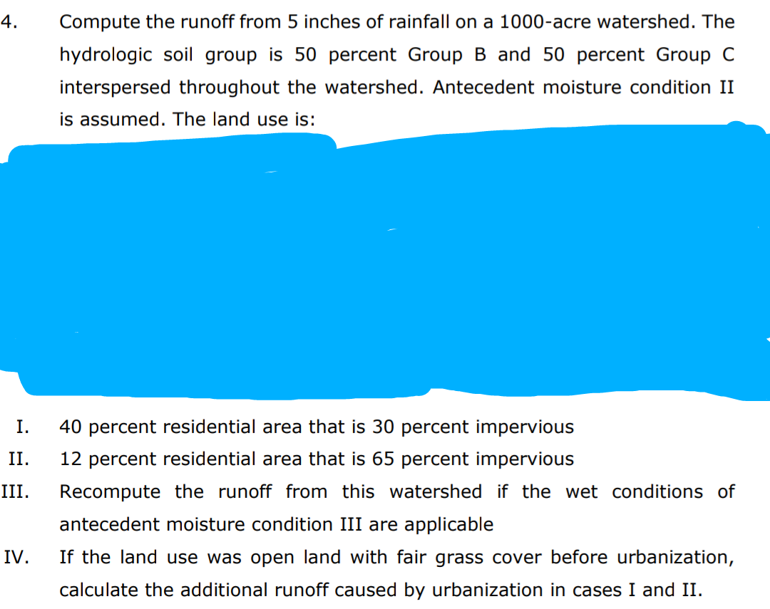 Solved Compute the runoff from 5 inches of rainfall on a | Chegg.com