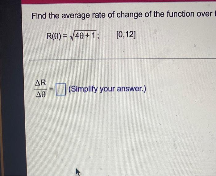 Solved Find the average rate of change of the function over | Chegg.com