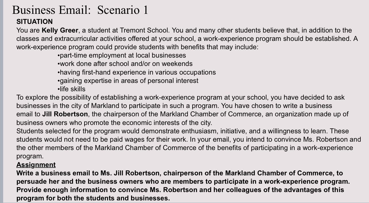 Solved Business Email: Scenario 1SITUATIONYou are Kelly | Chegg.com