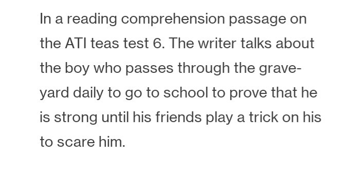 In a reading comprehension passage on the ATI teas | Chegg.com