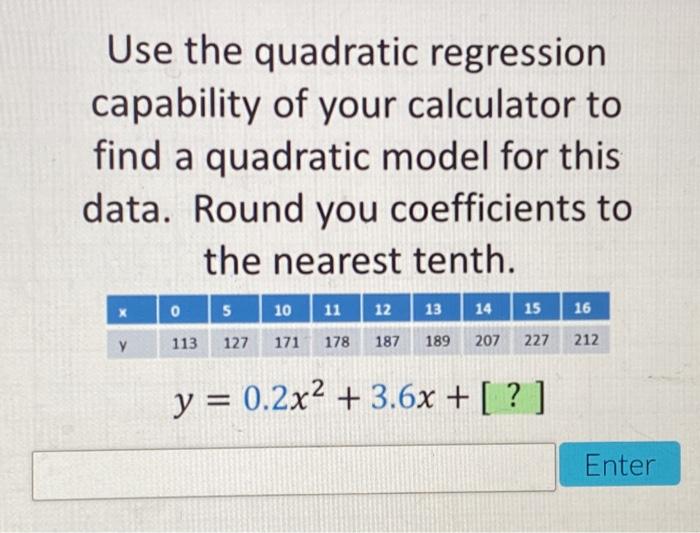 Quadratic deals regression calculator