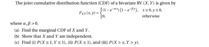 Solved The joint cumulative distribution function (CDF) of a | Chegg.com