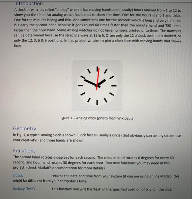 Introduction A Clock Or Watch Is Called Analog W Chegg Com