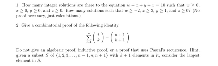 Solved 1. How many integer solutions are there to the | Chegg.com