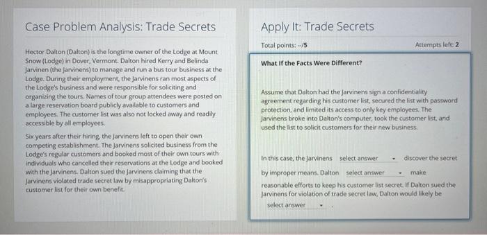 assignment case problem analysis 08.1 trade secrets