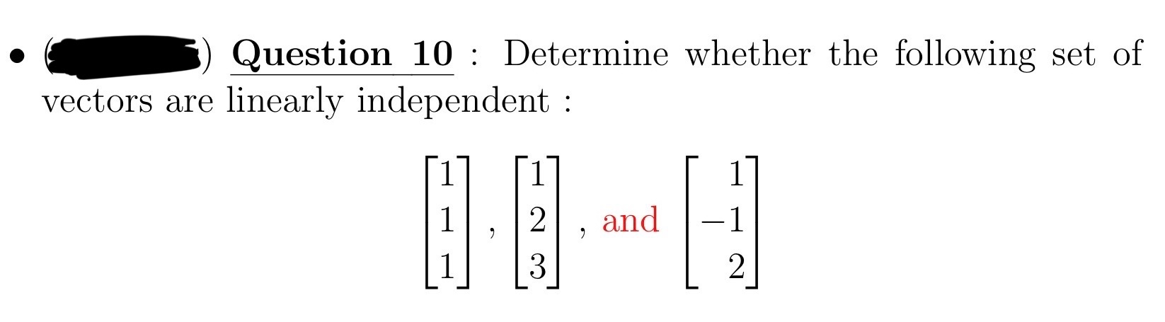 Solved Question 10 ﻿: Determine whether the following set of | Chegg.com
