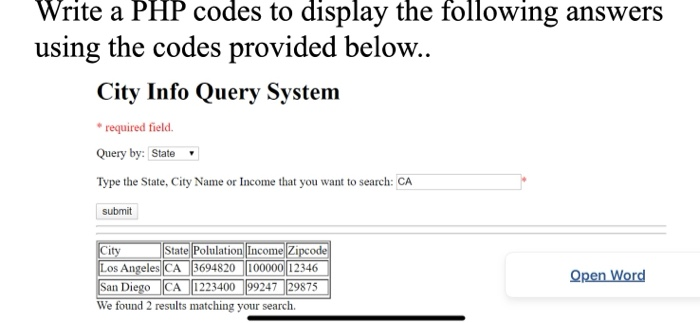 Solved Write a PHP codes to display the following answers | Chegg.com