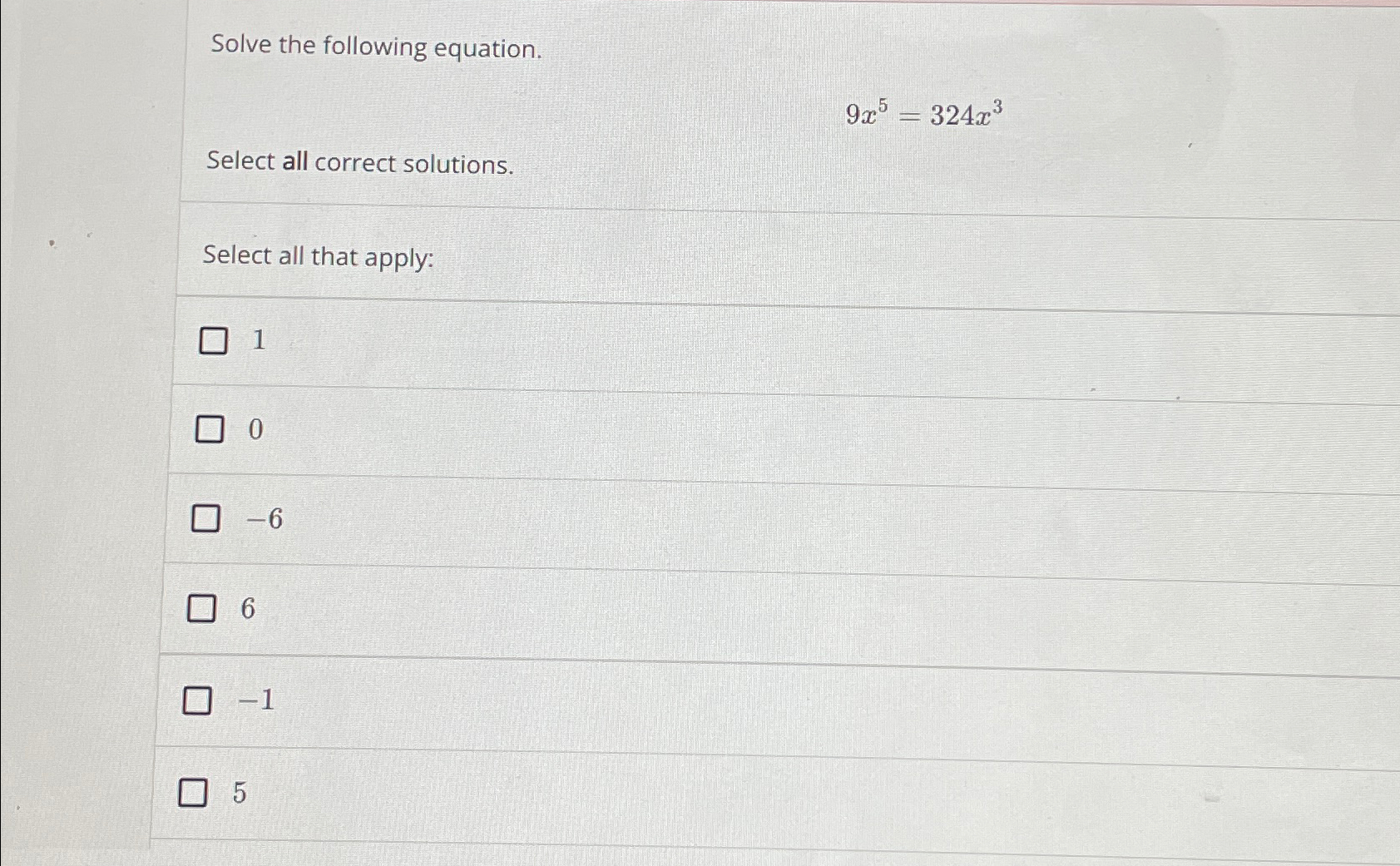 Solved Solve The Following Equation9x5324x3select All