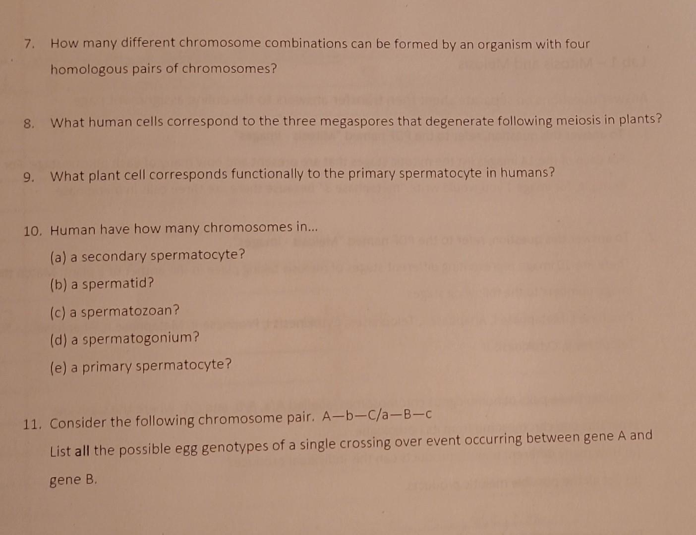 Solved 3. Consider three pairs of homologous chromosomes | Chegg.com