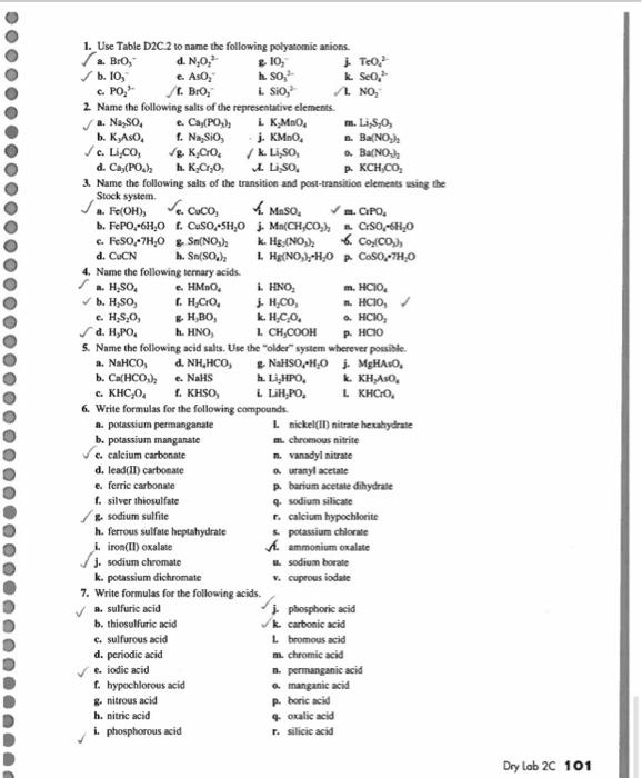 Solved 4. Maso. 1. Use Table D2C2 10 name the following | Chegg.com