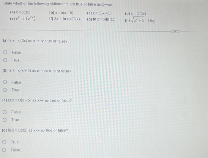 Solved State whether the following statements are true or | Chegg.com