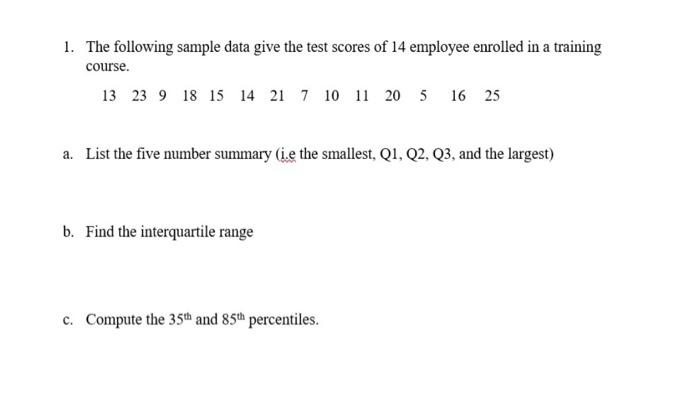 Solved 1. The following sample data give the test scores of | Chegg.com