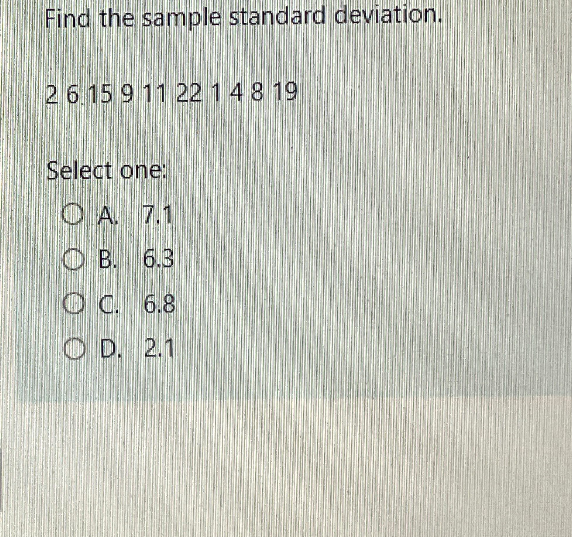 Solved Find the sample standard | Chegg.com | Chegg.com