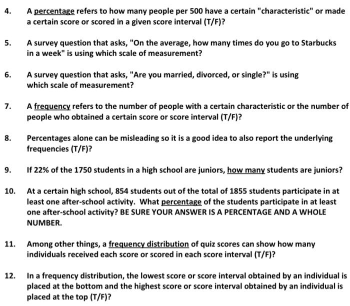 Solved 4. A percentage refers to how many people per 500 | Chegg.com