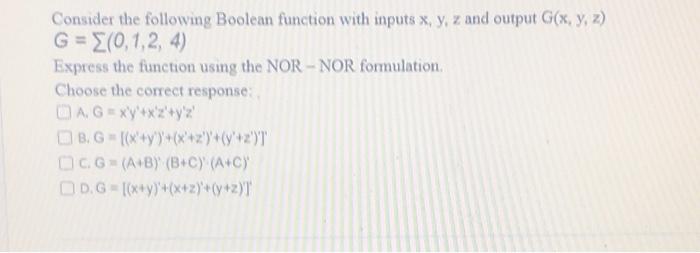 Solved Consider the following Boolean function with inputs | Chegg.com