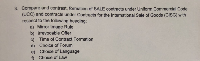 Solved 3. Compare And Contrast, Formation Of SALE Contracts | Chegg.com