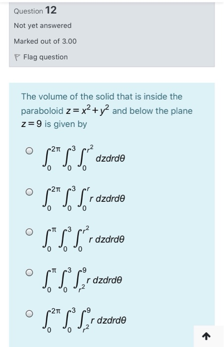 Solved Question 12 Not yet answered Marked out of 3.00 P | Chegg.com