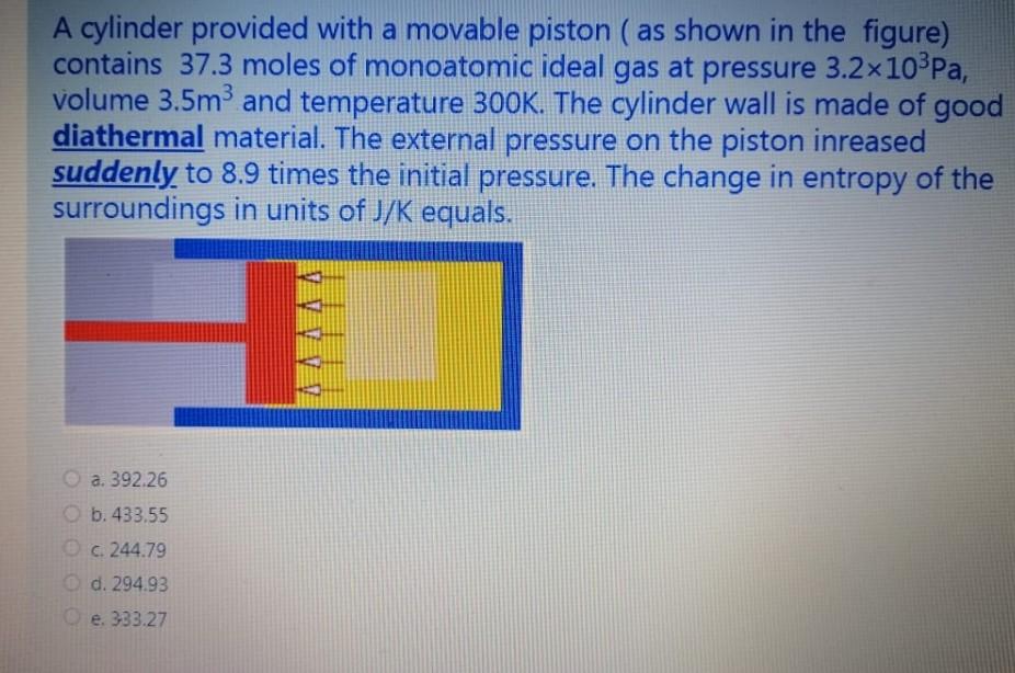 Solved A cylinder provided with a movable piston ( as shown | Chegg.com