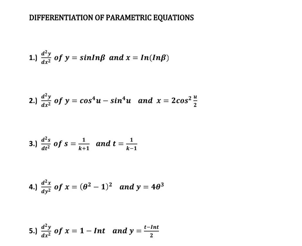 Exercise 12. Differentiation Of Parametric Equations – DQUSC