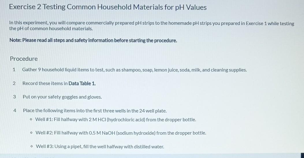 Exercise 1 Preparation of pH Indicators In this | Chegg.com
