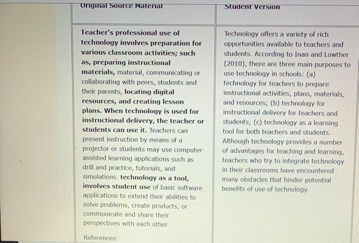 Original Source Material Student Version Teacher's | Chegg.com