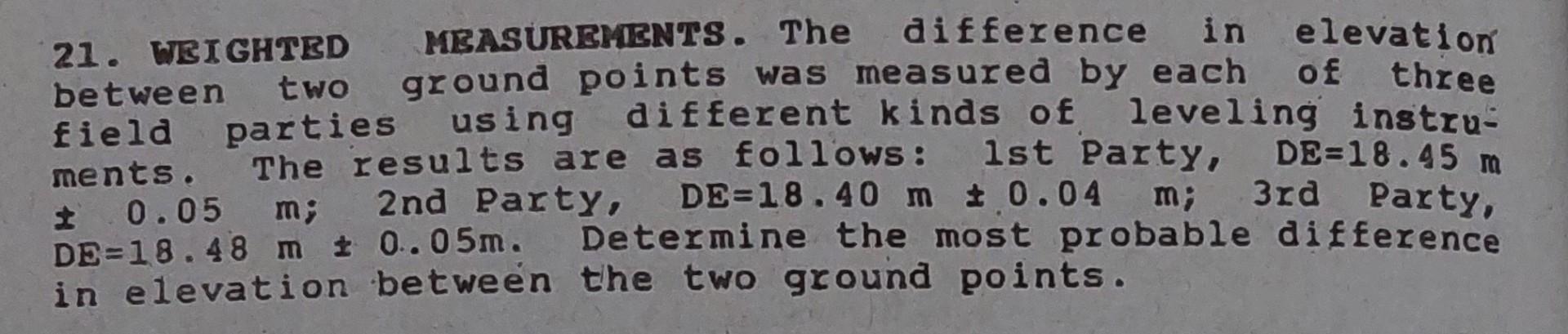 Solved 21. WEIGHTED MEASUREMENTS. The difference in | Chegg.com