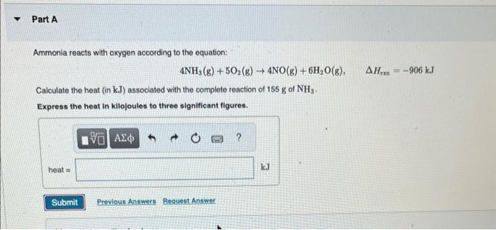 Solved Ammonia reacts with oxygen according to the equation: | Chegg.com