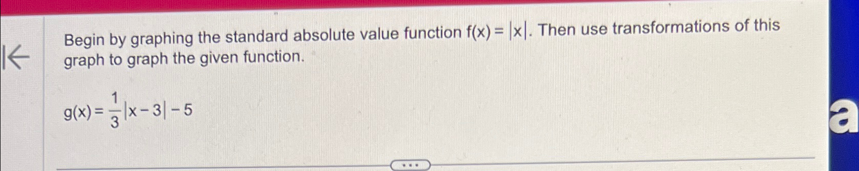 Begin by graphing the standard absolute value | Chegg.com