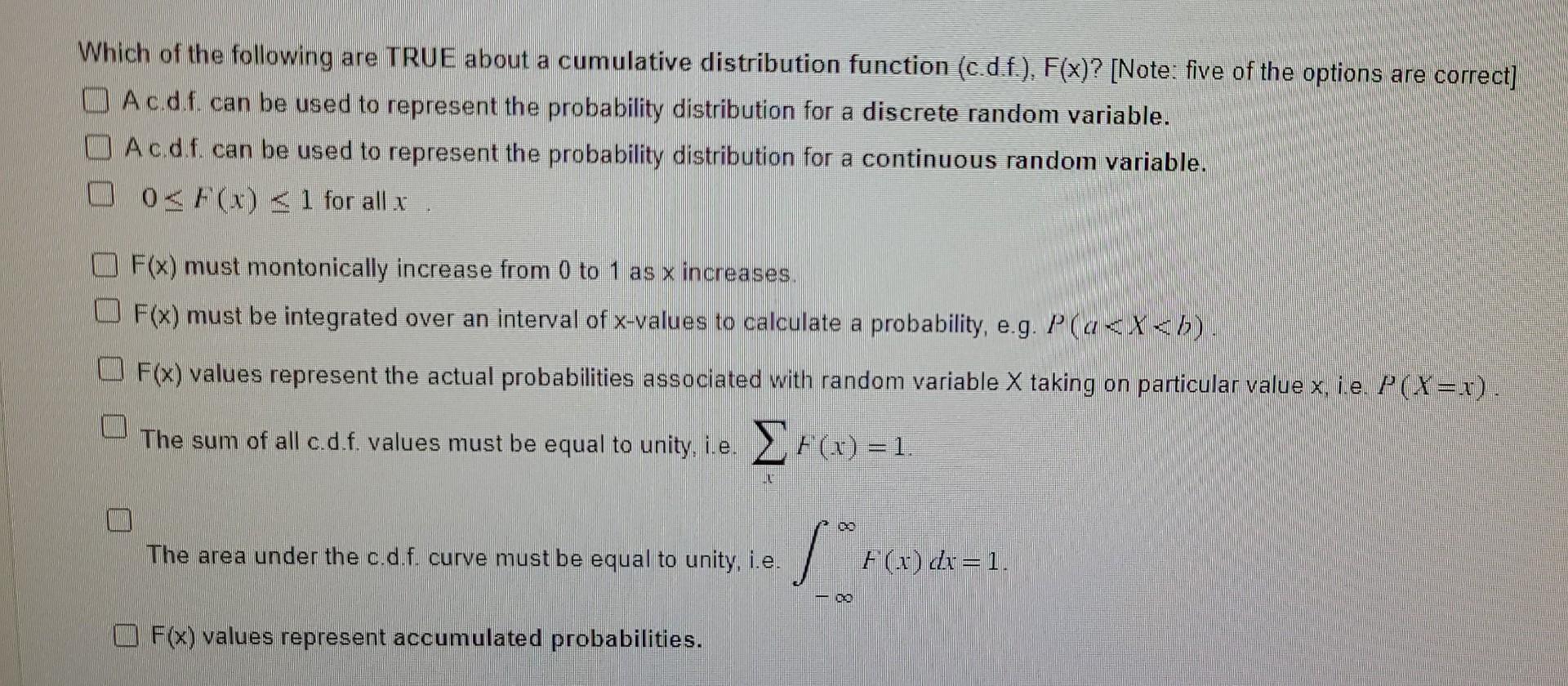 Solved Which of the following are TRUE about a cumulative | Chegg.com
