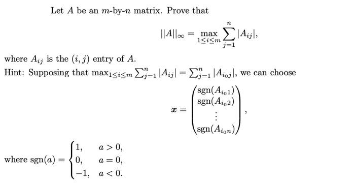 Solved Let A be an m-by- n matrix. Prove that | Chegg.com