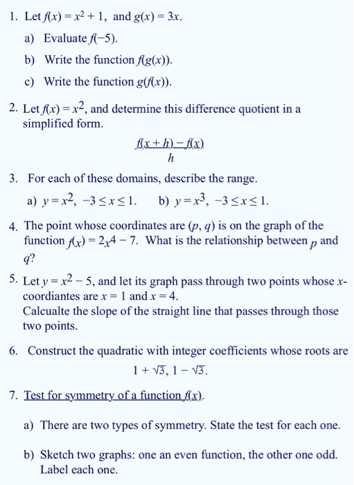 Solved 1 Let F X X2 1 And G X 3x A Evaluate F Chegg Com