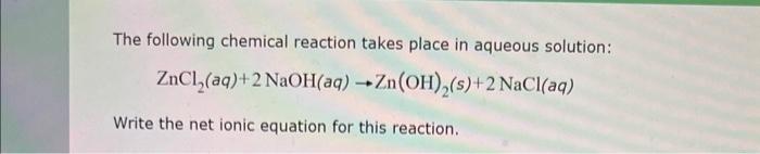 Solved The following chemical reaction takes place in | Chegg.com