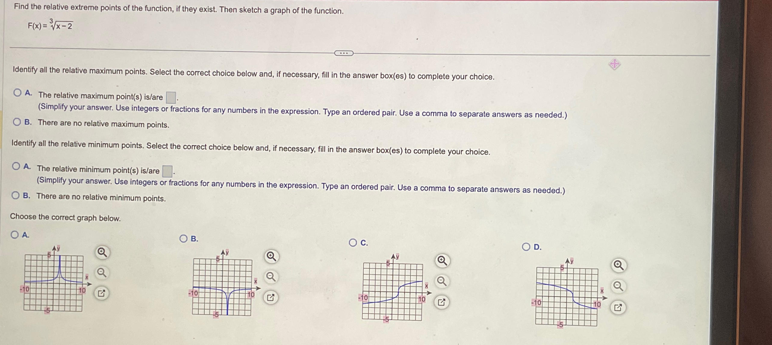 Solved Find the relative extreme points of the function, if | Chegg.com