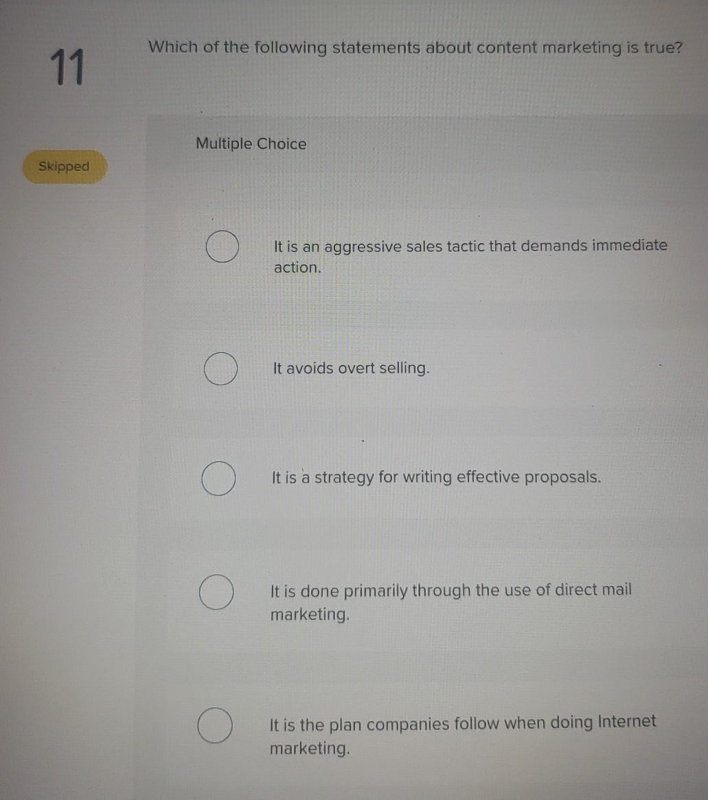 Solved Which Of The Following Statements About Content | Chegg.com