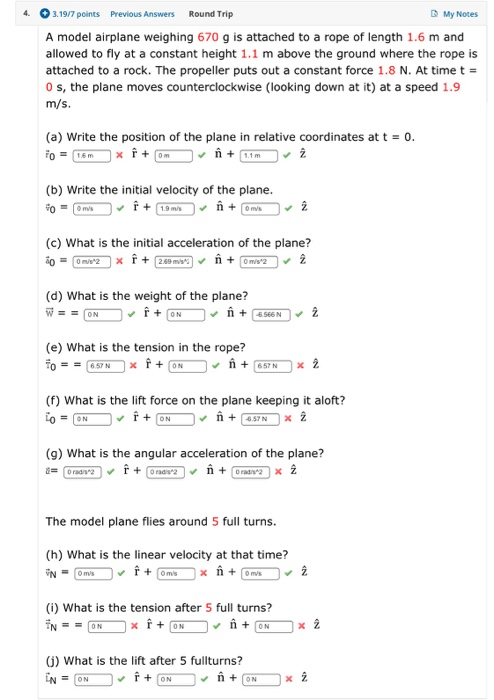 Solved 3 19 7 Points Previous Answers Round Trip My Notes Chegg Com