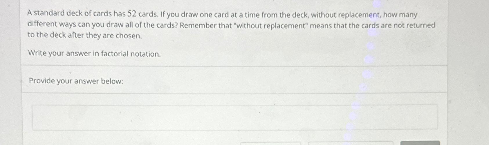 Solved A standard deck of cards has 52 ﻿cards If you draw Chegg com