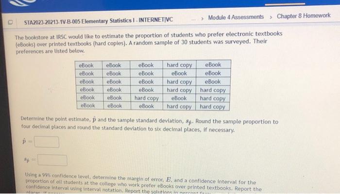 Solved STA2023-20213-10-B-005 Elementary Statistics 1 - | Chegg.com